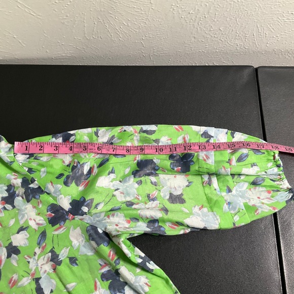 Hope & Harlow Floral Blouse Button Down 3/4 Sleeve Green Top XL - Picture 12 of 14